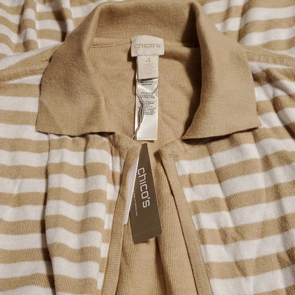 Chico's Solid-Striped Reversible Cardigan - image 2